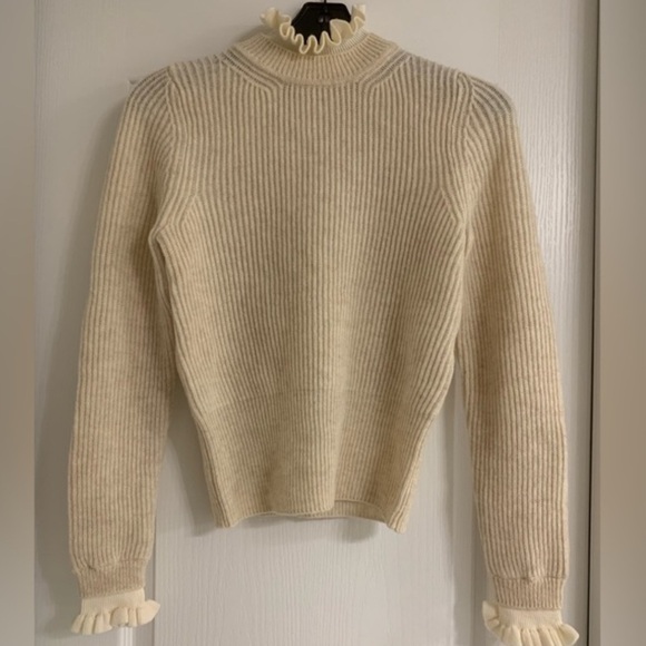 SANDRO PARIS Cream Cowl Neck Sweater size 3 - Picture 5 of 7